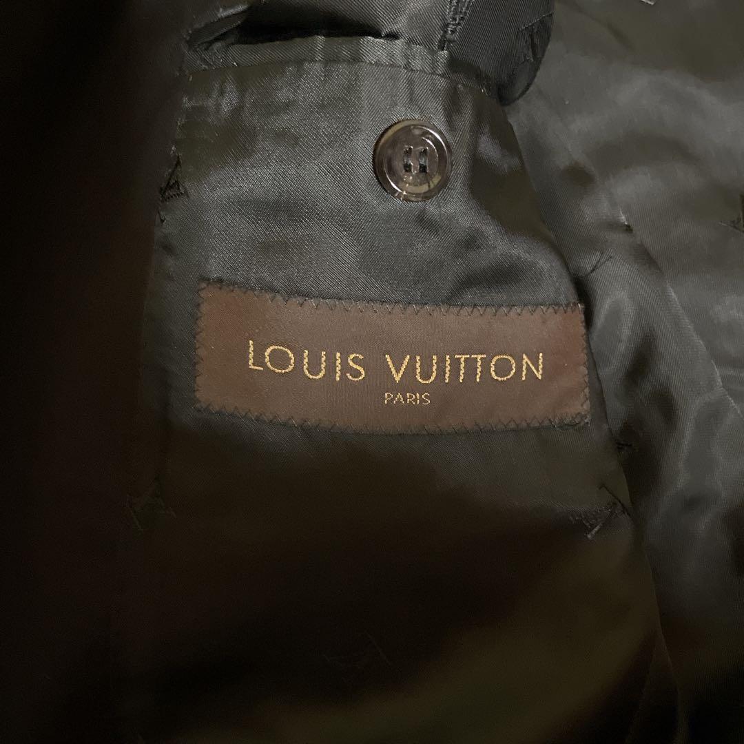 極美品☆ルイヴィトン☆スーツセットアップ☆裏地ロゴ☆モヘヤ混☆ブラック☆46☆M