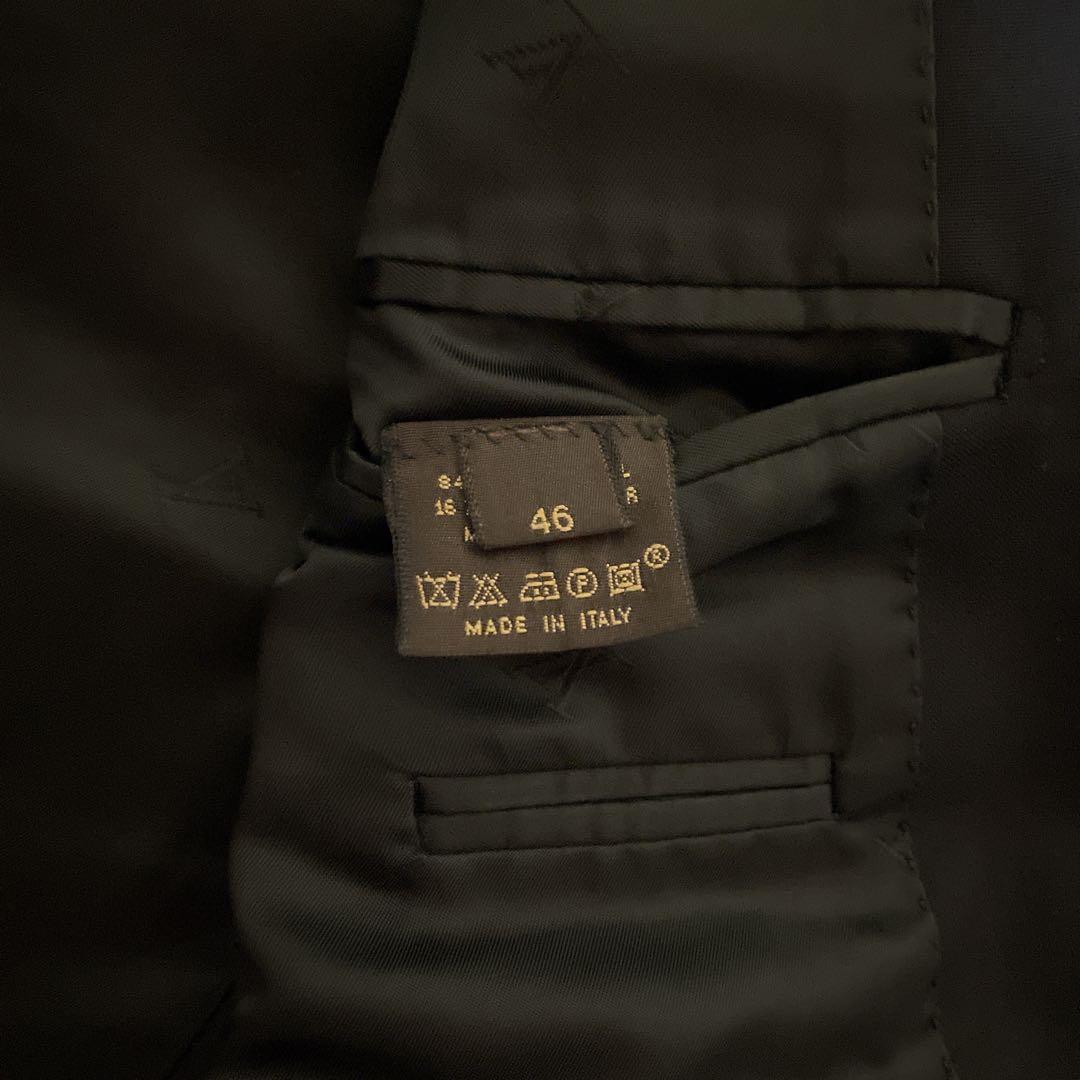 極美品☆ルイヴィトン☆スーツセットアップ☆裏地ロゴ☆モヘヤ混☆ブラック☆46☆M