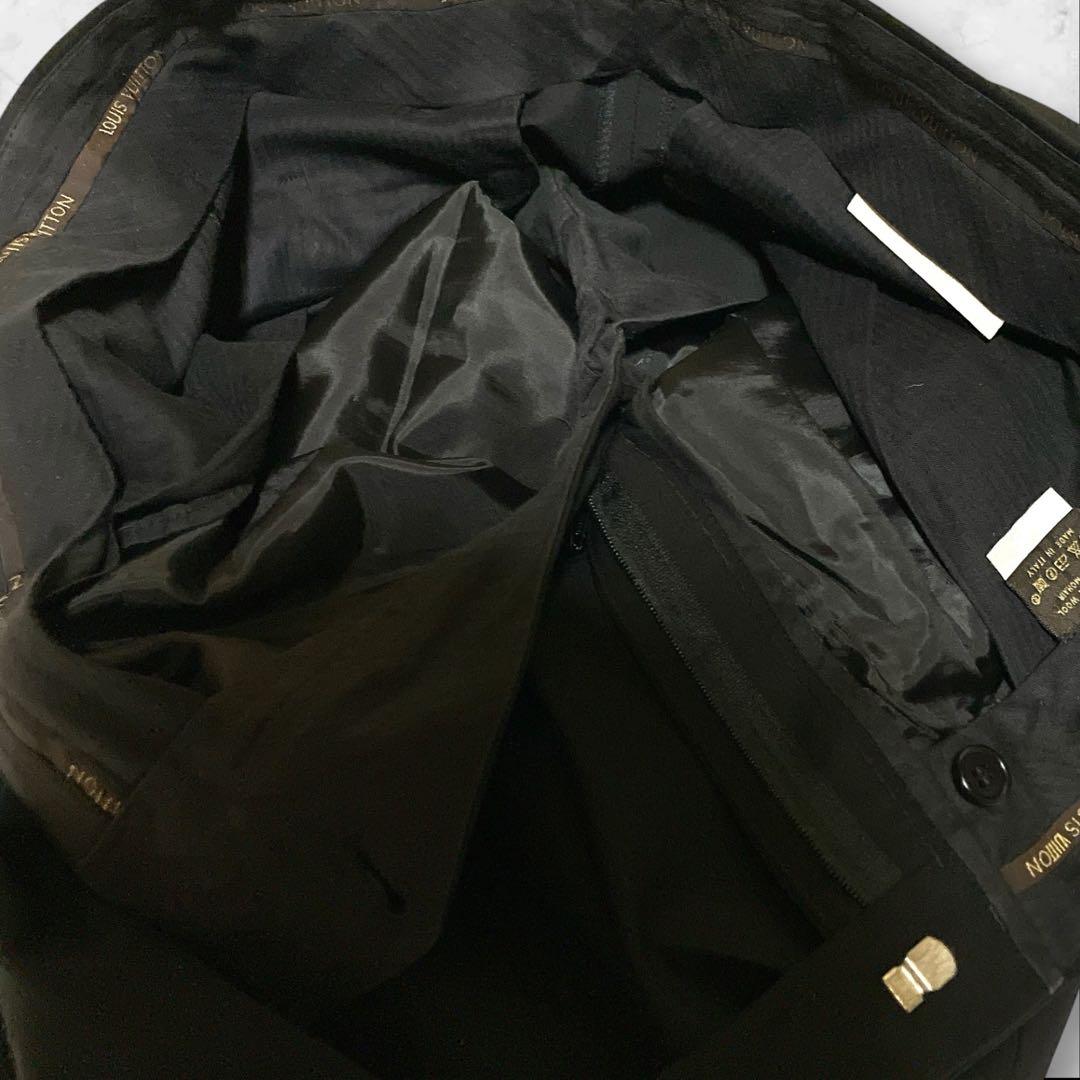極美品☆ルイヴィトン☆スーツセットアップ☆裏地ロゴ☆モヘヤ混☆ブラック☆46☆M