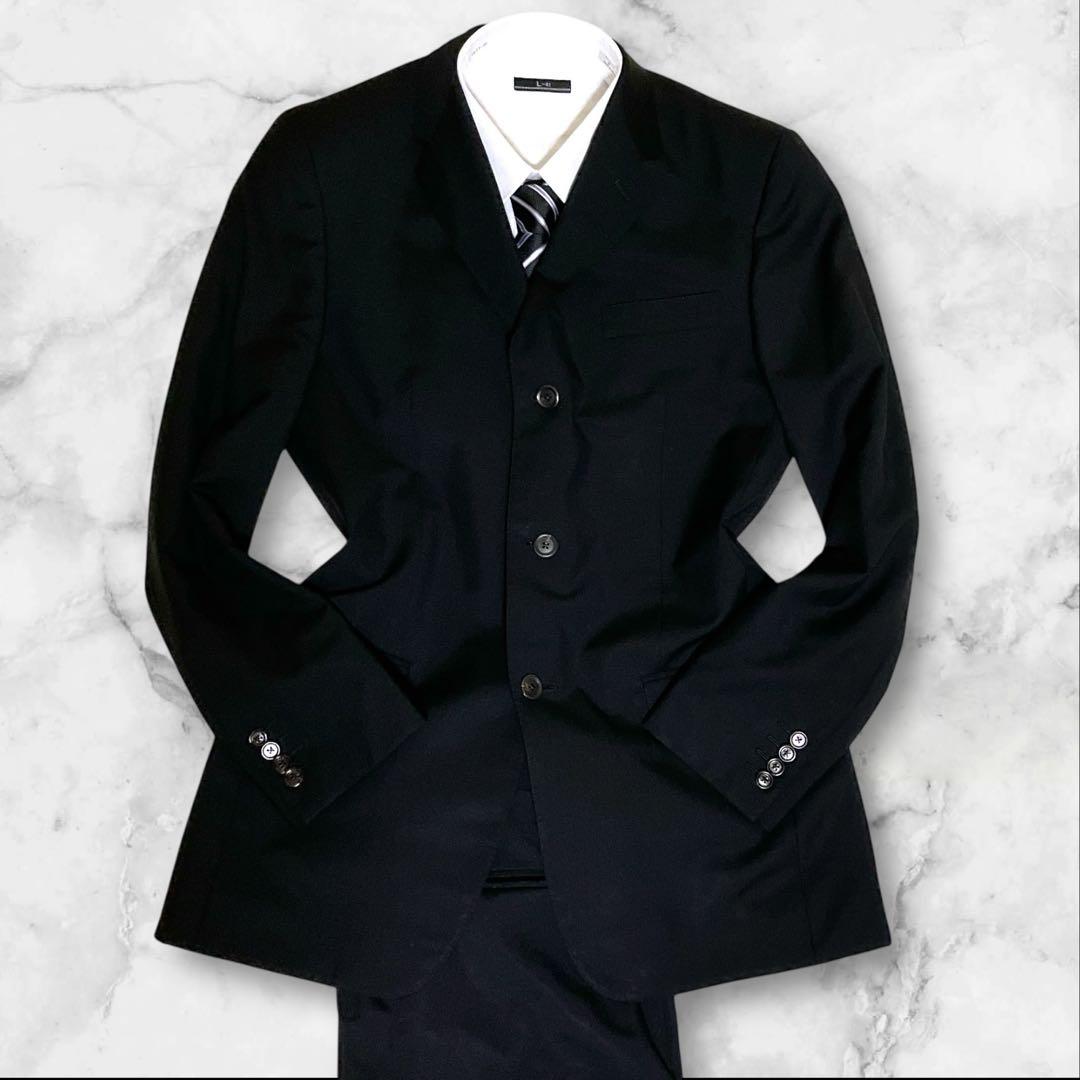 極美品☆ルイヴィトン☆スーツセットアップ☆裏地ロゴ☆モヘヤ混☆ブラック☆46☆M