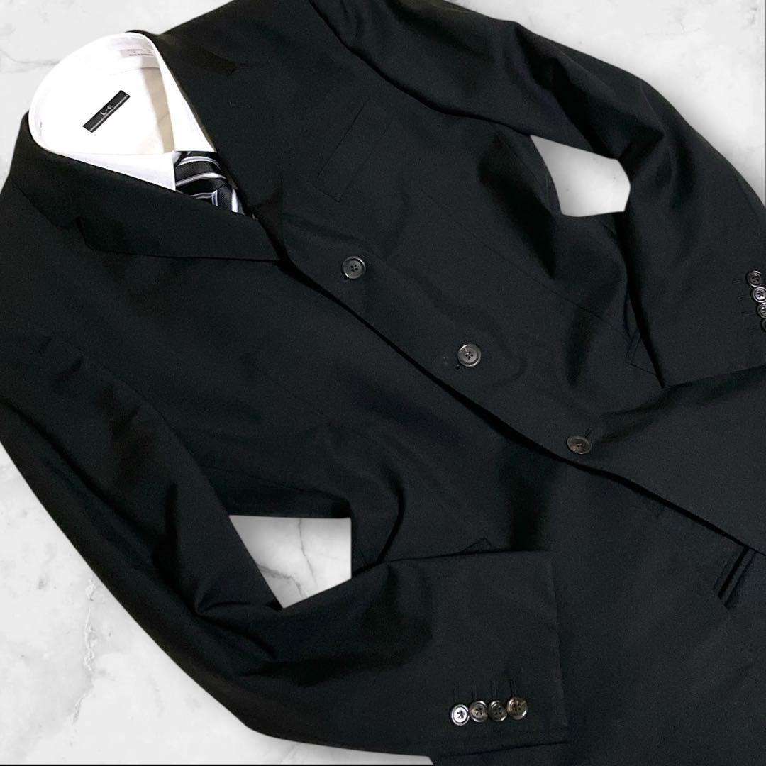 極美品☆ルイヴィトン☆スーツセットアップ☆裏地ロゴ☆モヘヤ混☆ブラック☆46☆M