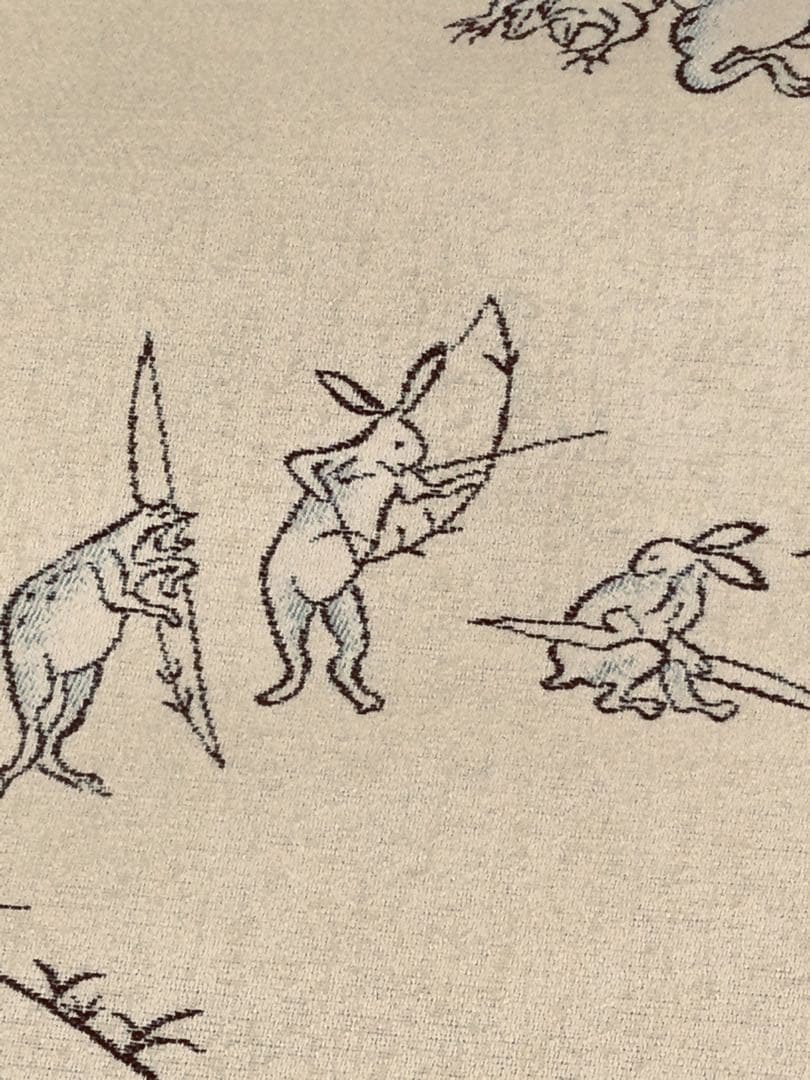 素敵な装い！西陣名古屋帯 綿芯手縫い仕立、ガード加工付 「鳥獣人物戯画」クリーム