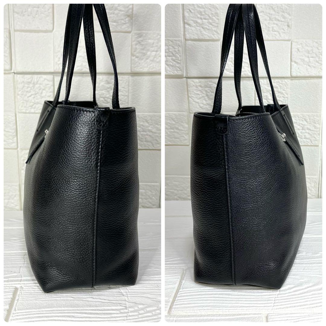 ✨極美品✨☘️フェラガモ☘️✨トートバッグ✨ダブルガンチーニ✨シボ革✨ブラック✨