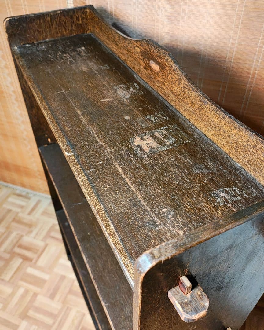 楔本棚4段　木製本棚　オープンラック　昭和レトロ　古家具