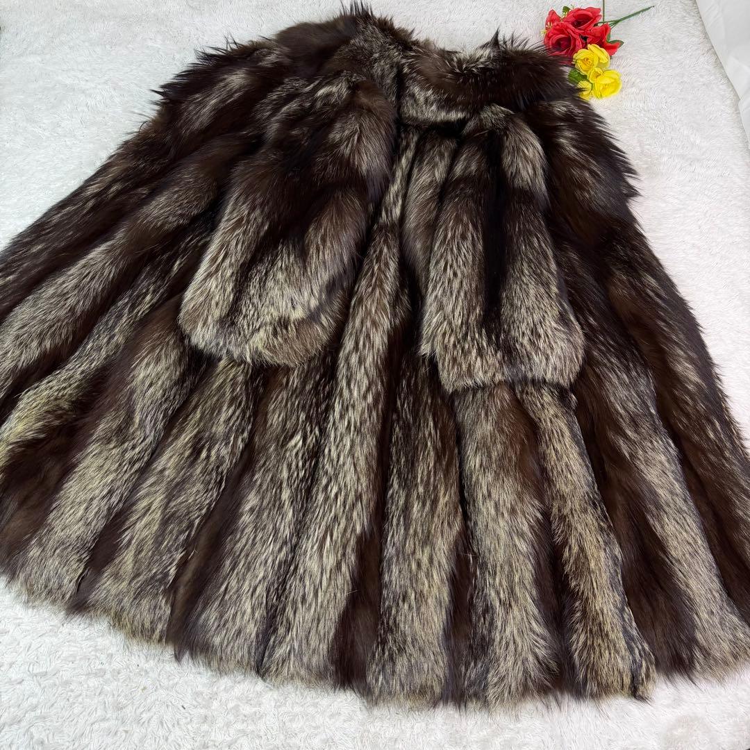 総丈117cm GRACE 肉厚 シルバーフォックス ロングコート 舐めし柔らか