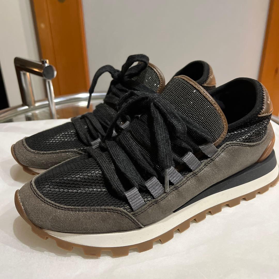 ブルネロクチネリスエード メッシュ スニーカー