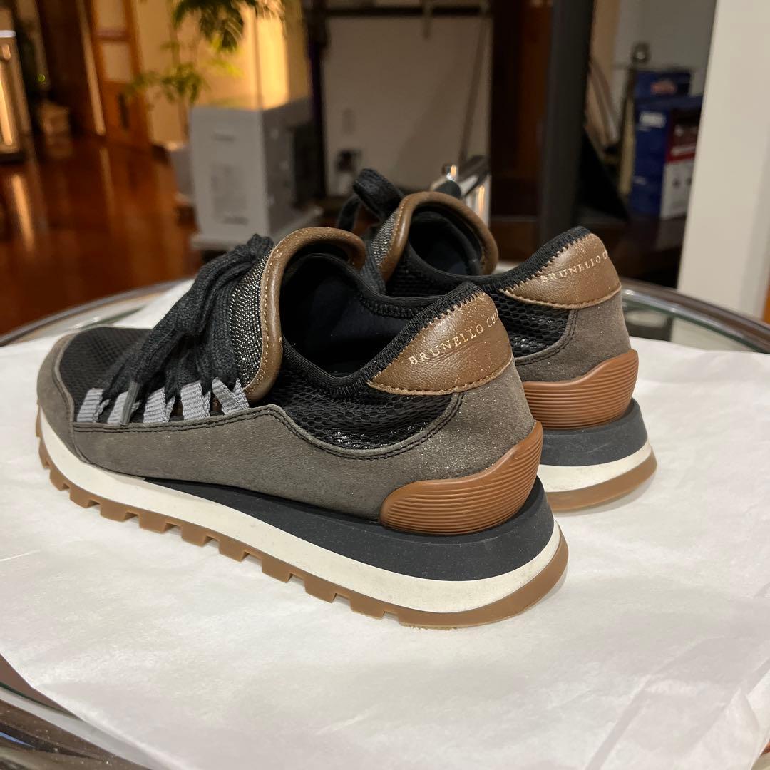 ブルネロクチネリスエード メッシュ スニーカー