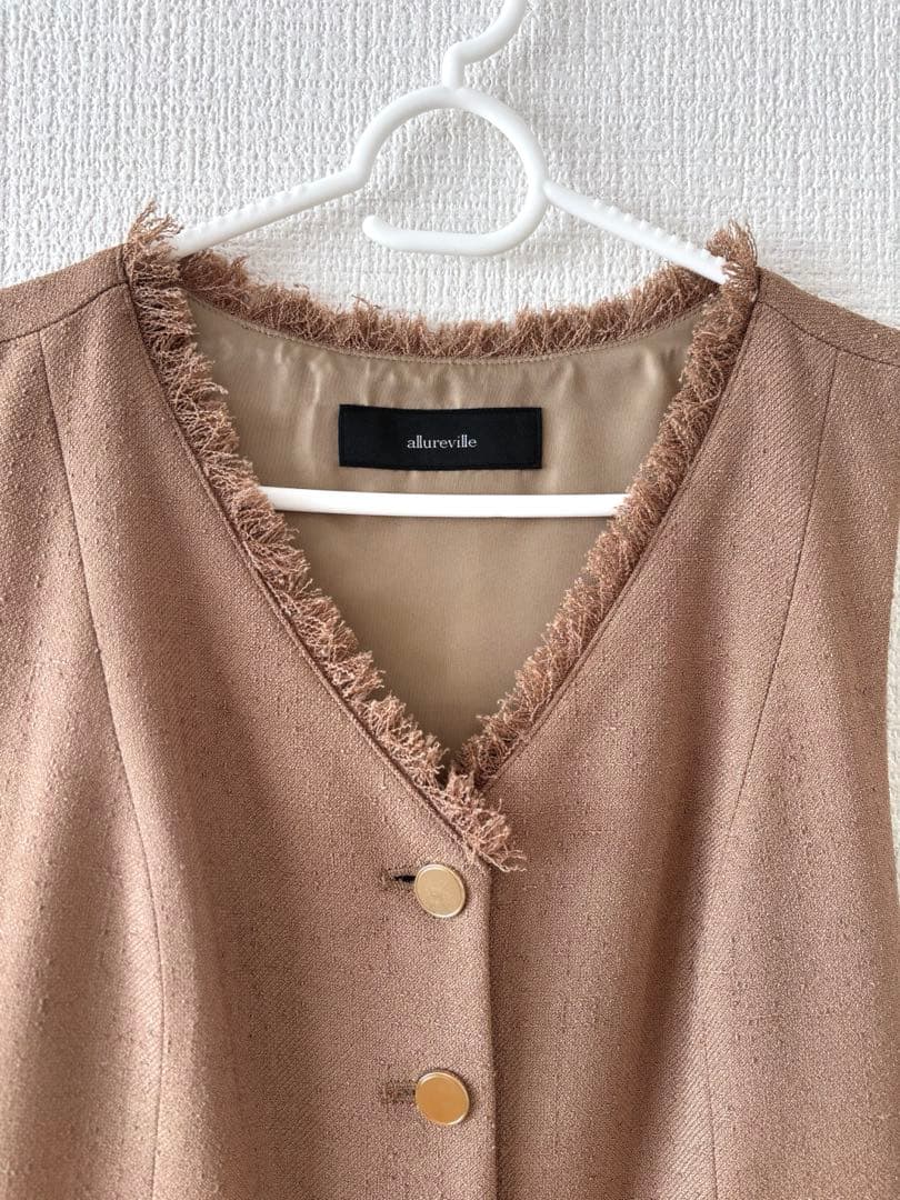 S様【超美品】アルアバイル ノンウールツイードフリンジフレアワンピース M