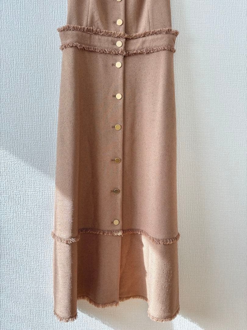 S様【超美品】アルアバイル ノンウールツイードフリンジフレアワンピース M