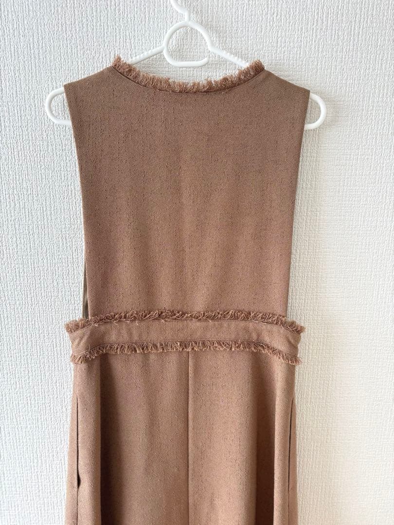 S様【超美品】アルアバイル ノンウールツイードフリンジフレアワンピース M