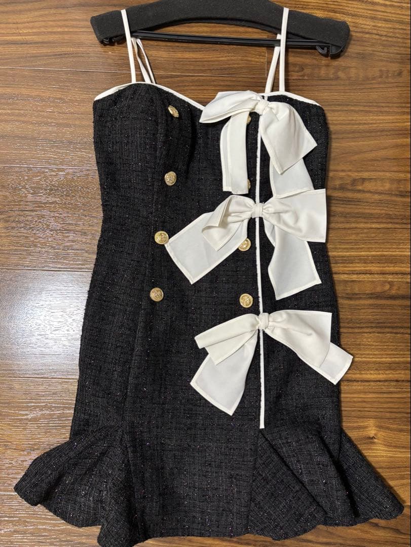 ROBE de FLEURSローブドフルール　リボンツイードキャミドレス　XS