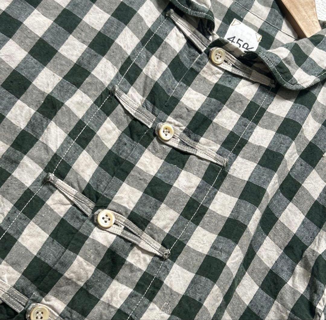【週末限定価格】 45R リネン、ギンガムの908 8ノットオール、グリーン