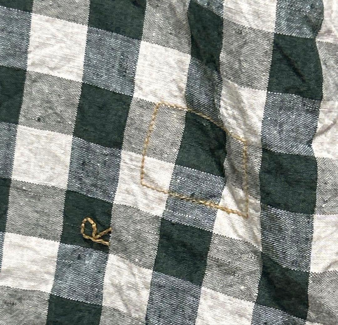 【週末限定価格】 45R リネン、ギンガムの908 8ノットオール、グリーン