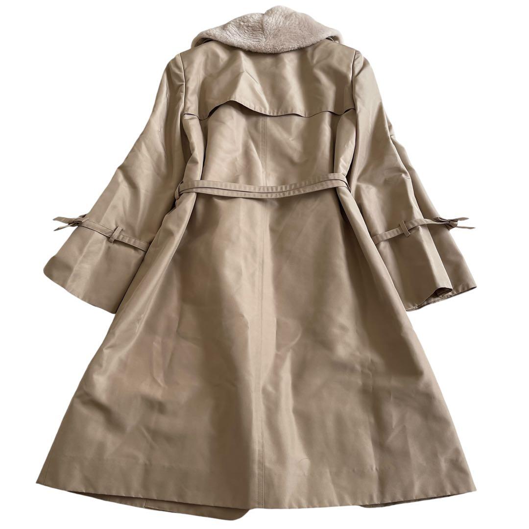 美品　超希少　フォクシー　ヌートリアファー　シルクトレンチコート　ベージュ　38