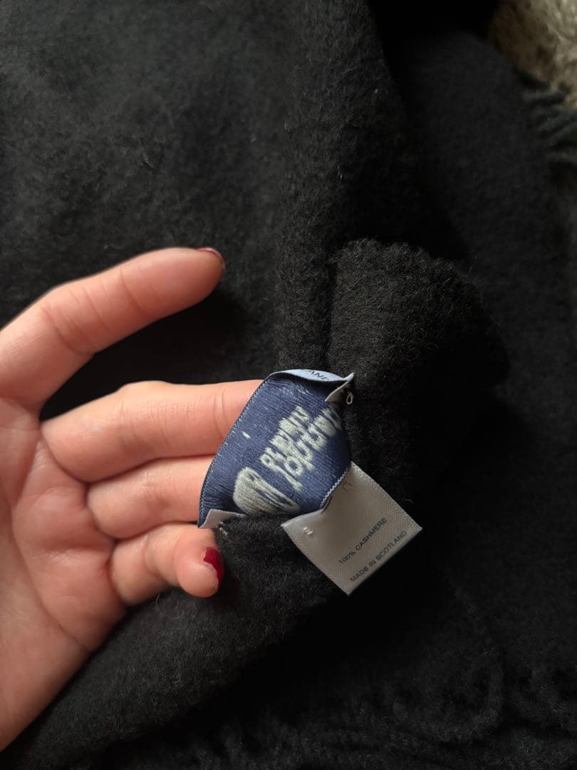 ジョンストンズ　カシミア 大判 ストール　ブラック