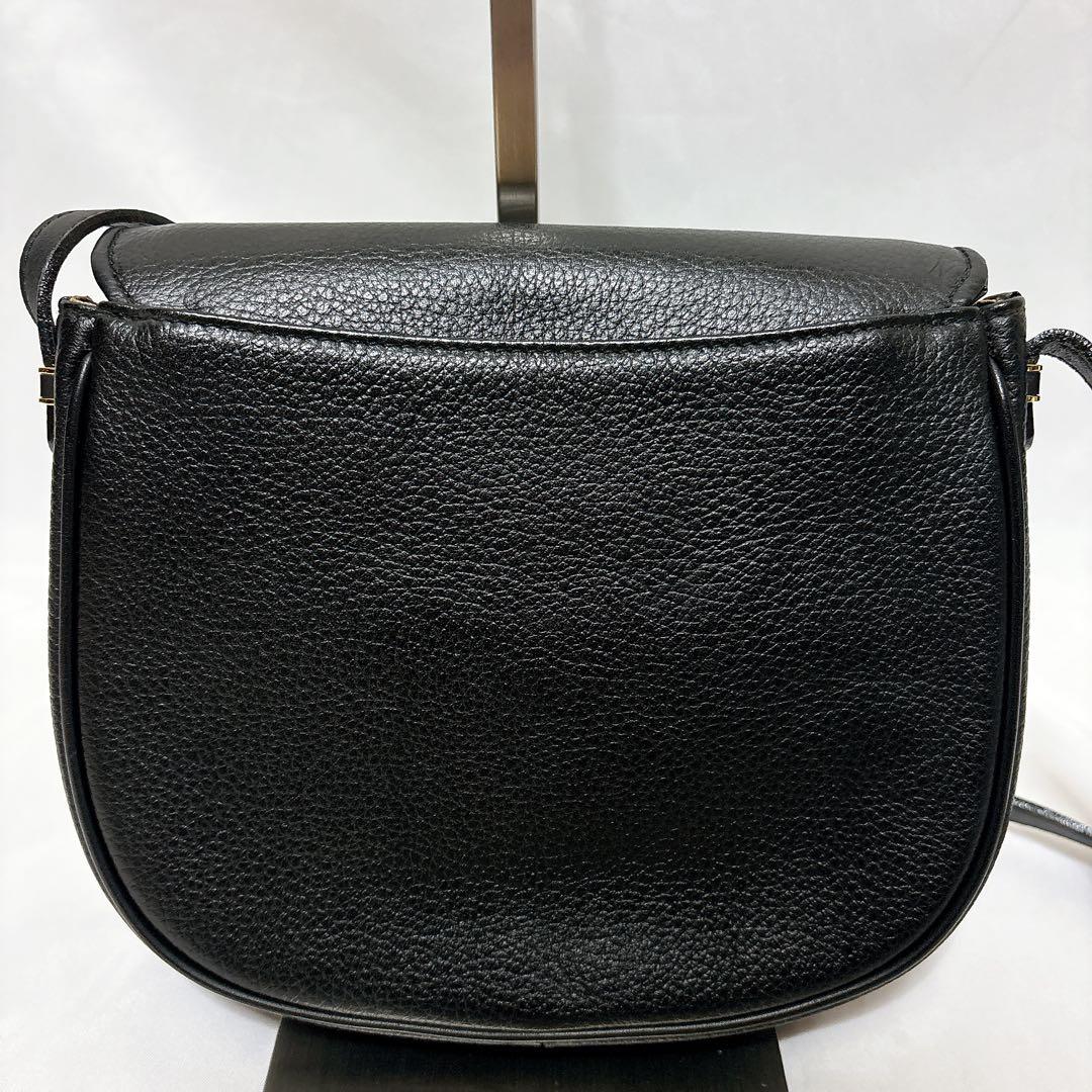 【美品】バーバリー ブラック レザー フラップ ショルダーバッグ ノバチェック