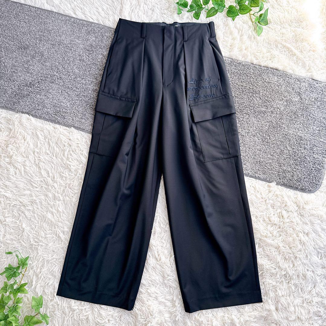 美品　エトセンス 2wayセットアップ 刺繍ロゴ　ワイドパンツ　ネイビー