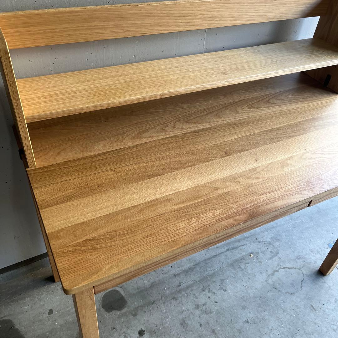 美品★無印 木製デスク オーク材 上置き棚付