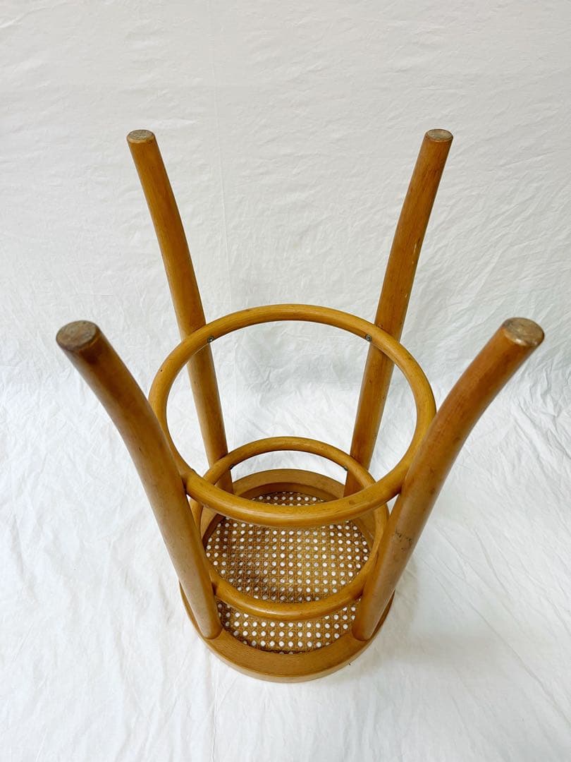 『秋田木工』ラタン編み　ハイスツール　廃盤品　ブナ材　vintage