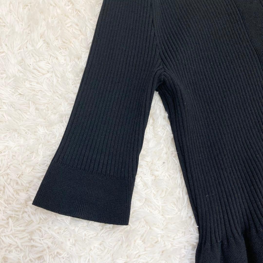 4.1万 24SS エストネーション 襟付きニットワンピース 極美品 黒