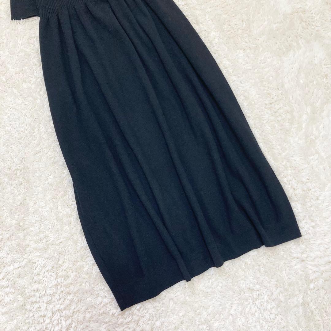 4.1万 24SS エストネーション 襟付きニットワンピース 極美品 黒