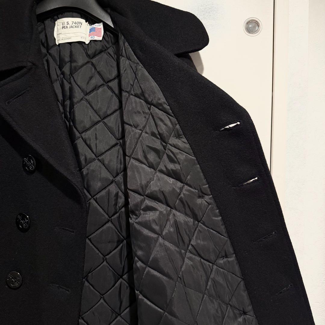 極美品‼️Schott ピーコート USA製 黒 ショット キルティング 40L