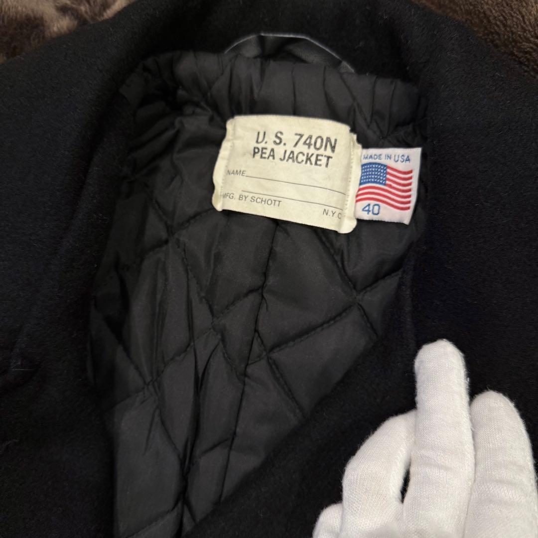 極美品‼️Schott ピーコート USA製 黒 ショット キルティング 40L