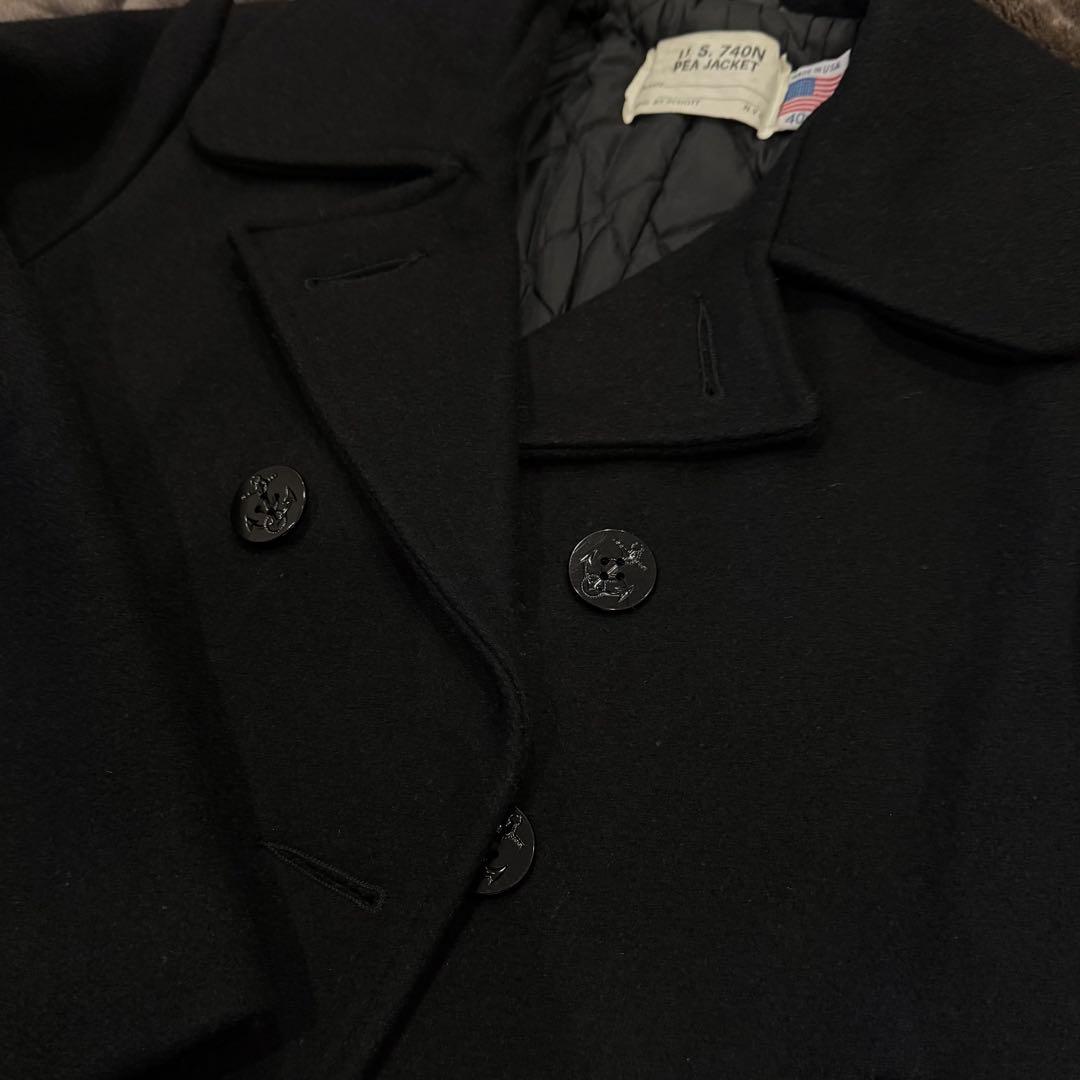 極美品‼️Schott ピーコート USA製 黒 ショット キルティング 40L