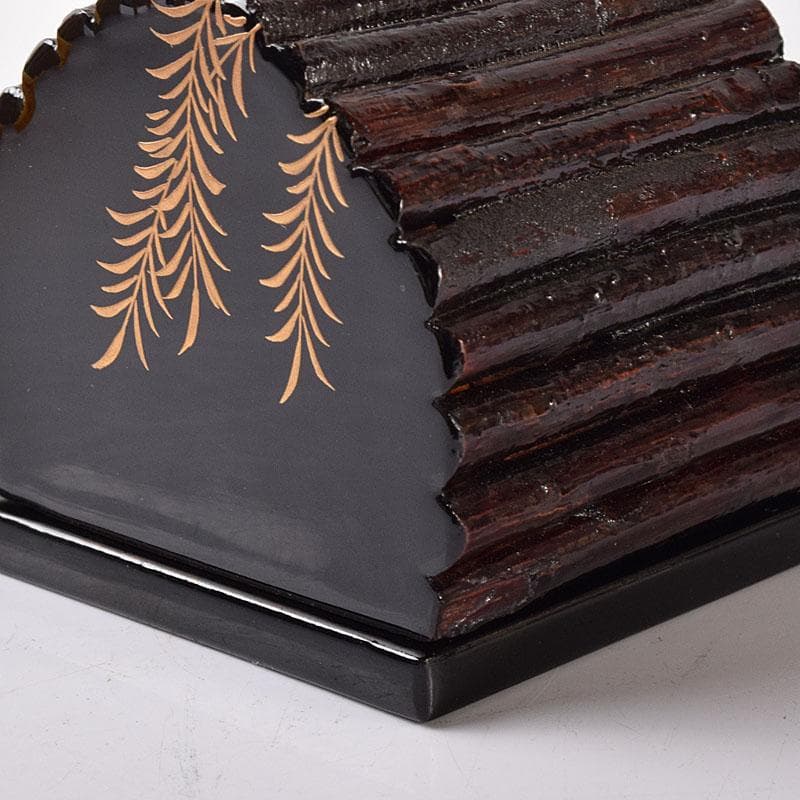 mu-tinctura　清峰造　柳蒔絵　烏帽子香合　共箱　V　7822