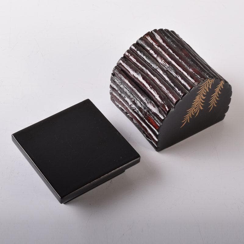 mu-tinctura　清峰造　柳蒔絵　烏帽子香合　共箱　V　7822