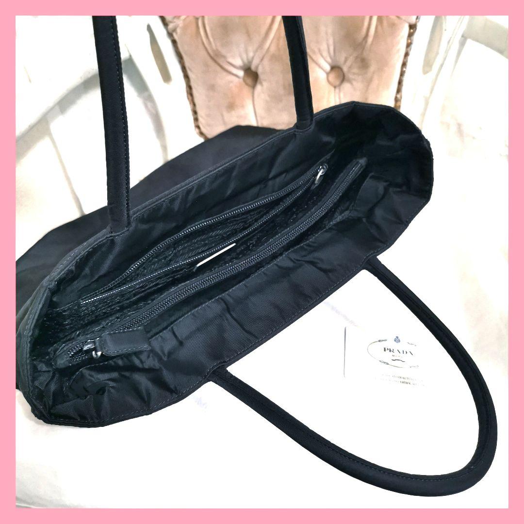 【極美品】プラダPRADAトートバッグ黒ハンドバッグ カードあり!鑑定済!