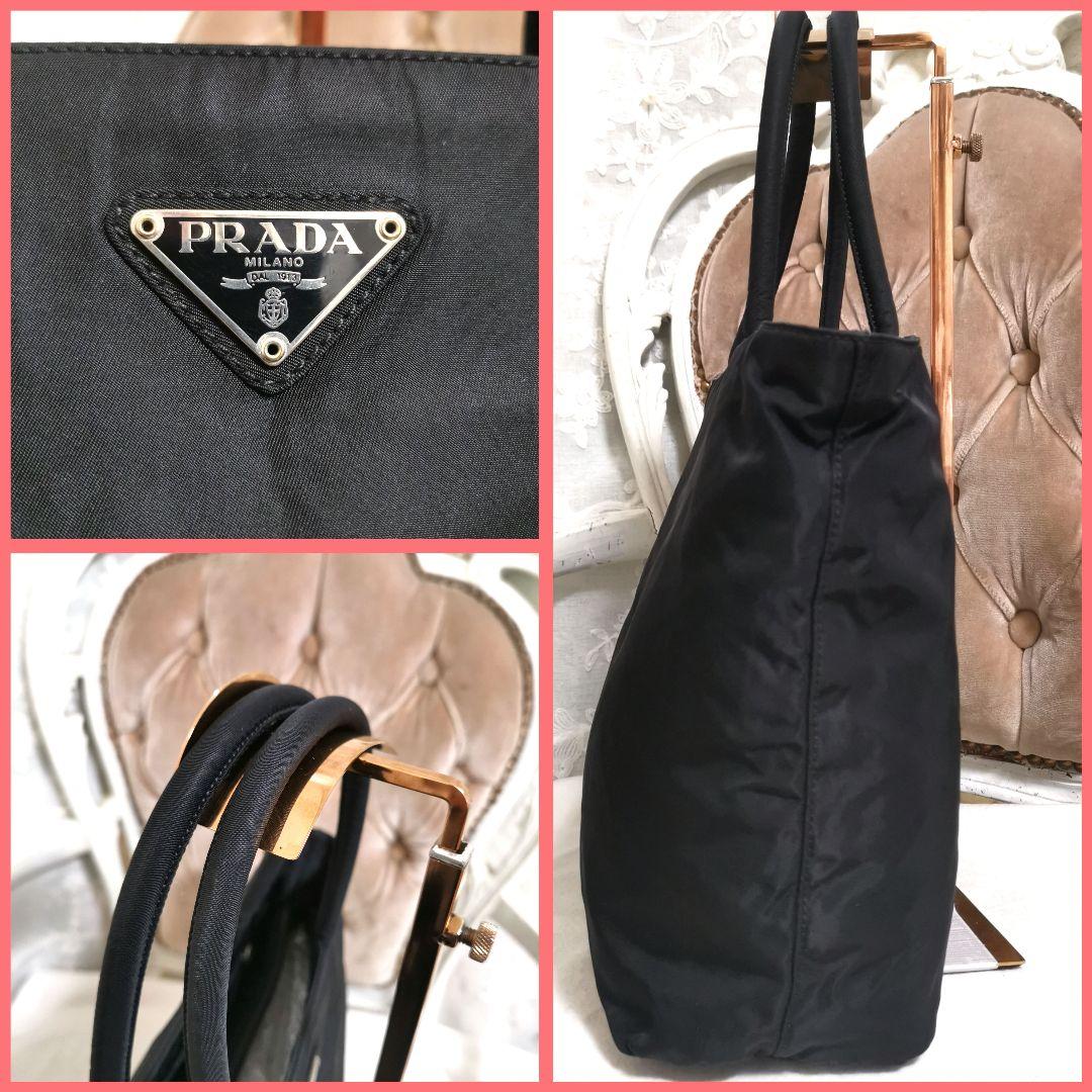 【極美品】プラダPRADAトートバッグ黒ハンドバッグ カードあり!鑑定済!