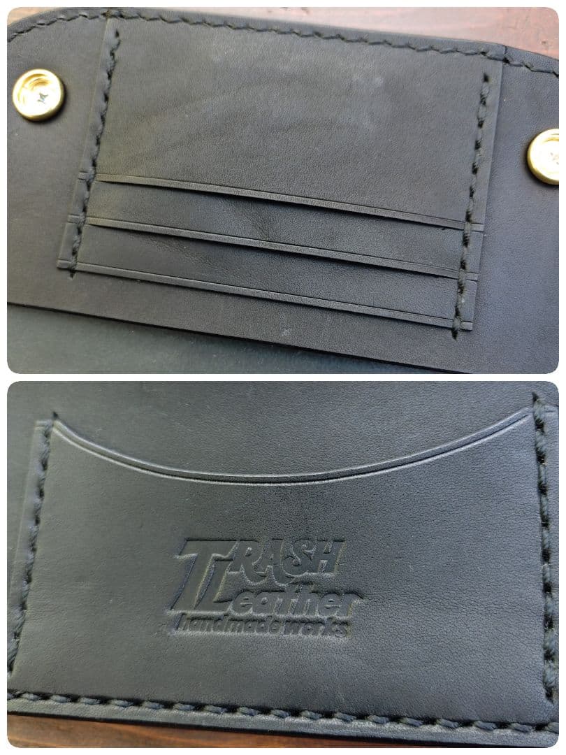 栃木オイルレザー❗️セミロングトラッカーウォレット❗️総手縫い[ハンドメイド品]