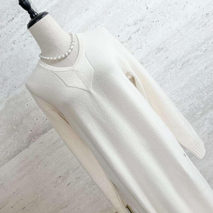 極美品★HERMES★カシミヤ100★Hロゴプレート★ニットワンピース