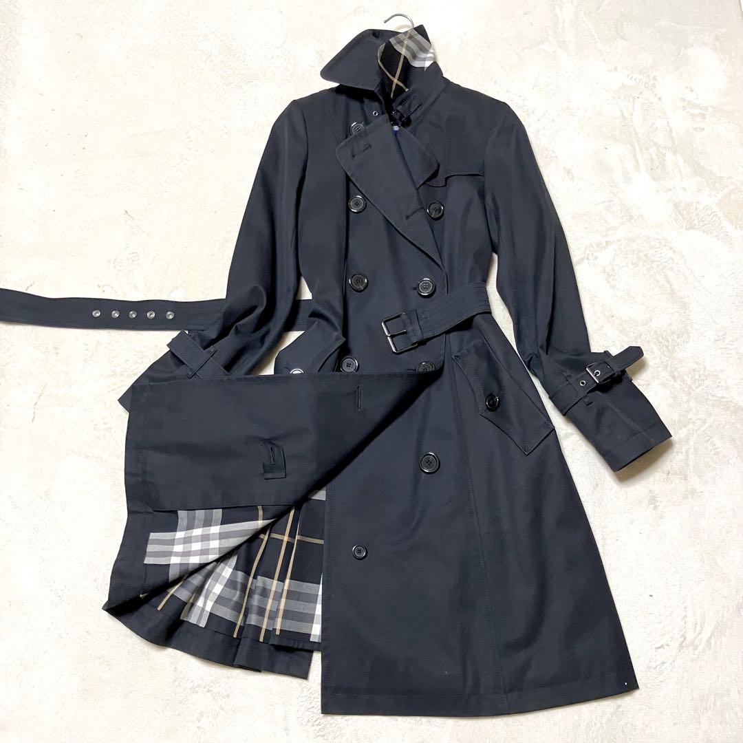 [美品] バーバリーブルーレーベル　トレンチコート　裏ノバチェック総柄　ベルト