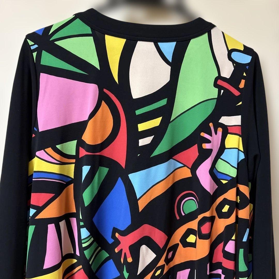 【新品未使用】✨トクコプルミエヴォル✨黒地に前開き陽気なカラフル柄のチュニック❣️