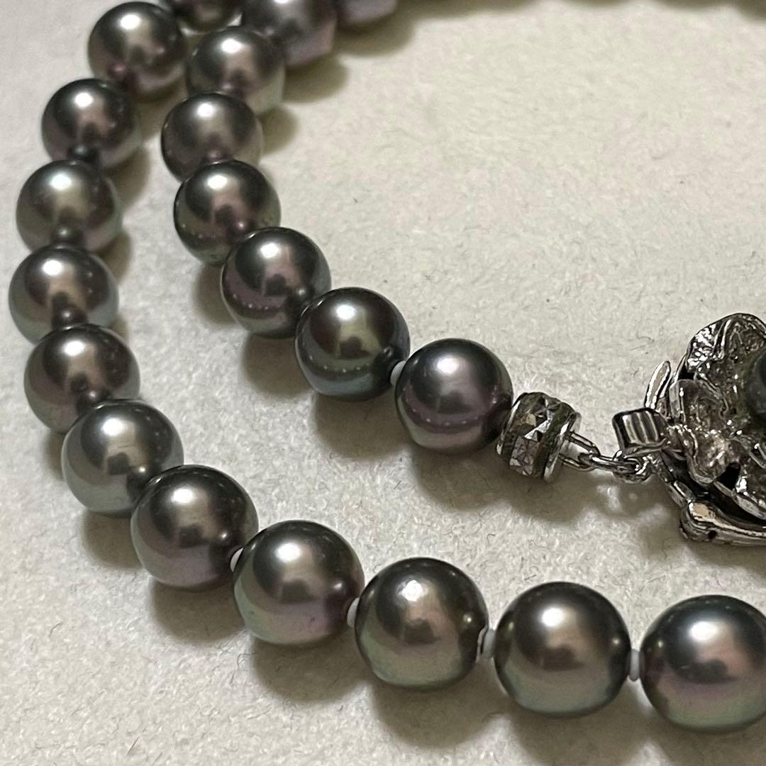 【極美品✨テリ良】あこや真珠 ネックレス 7.5-8.0 パール 黒本真珠 高級