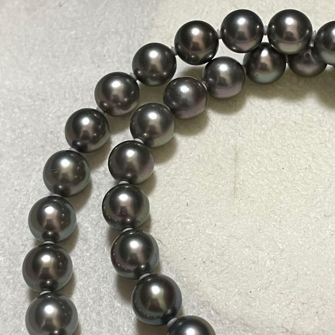 【極美品✨テリ良】あこや真珠 ネックレス 7.5-8.0 パール 黒本真珠 高級