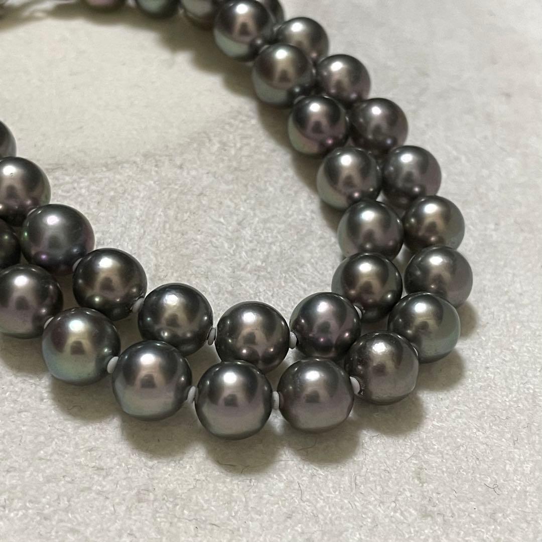 【極美品✨テリ良】あこや真珠 ネックレス 7.5-8.0 パール 黒本真珠 高級