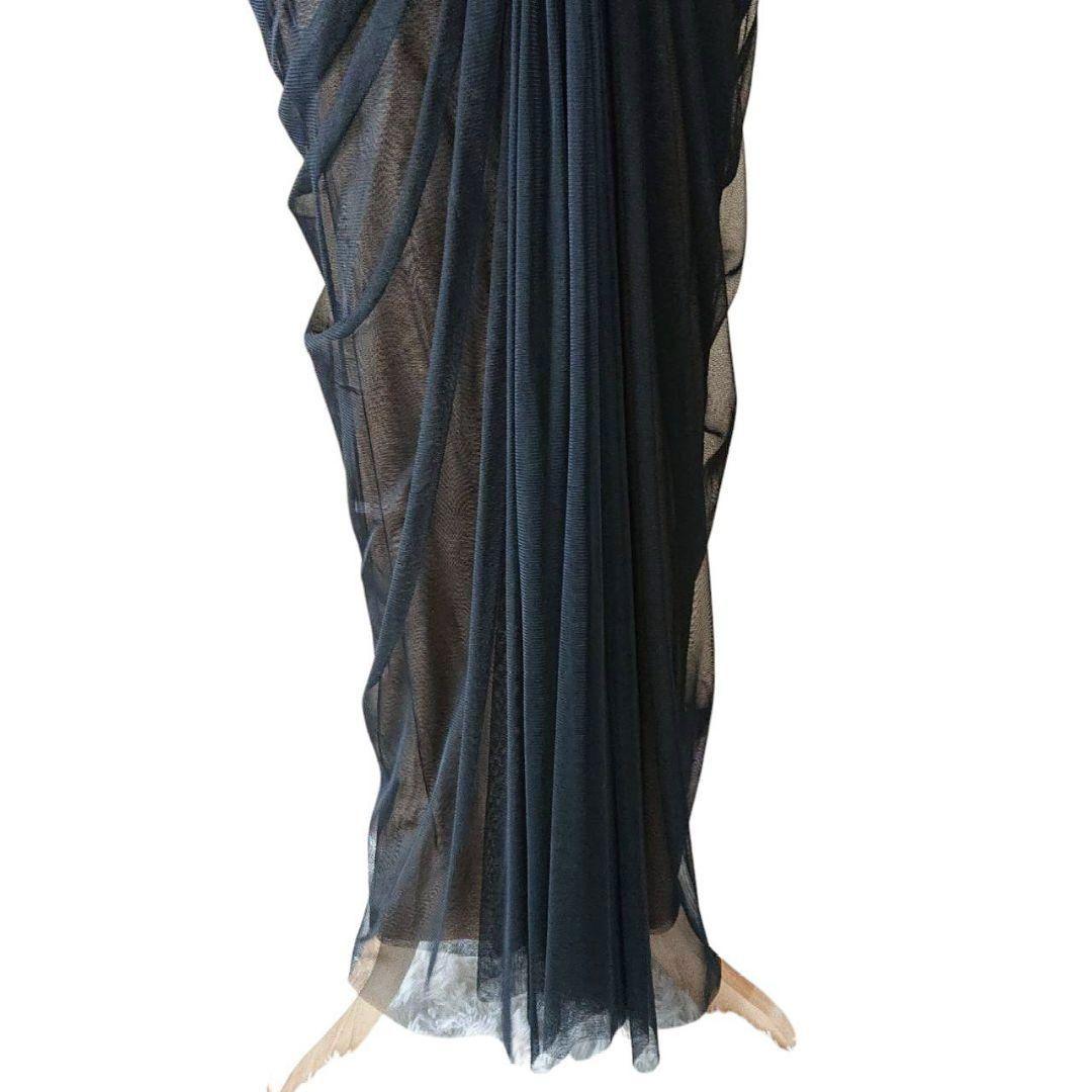 タダシショージ　花柄　レース　プリーツ　ビジュー ロング　ワンピース　ドレス　黒