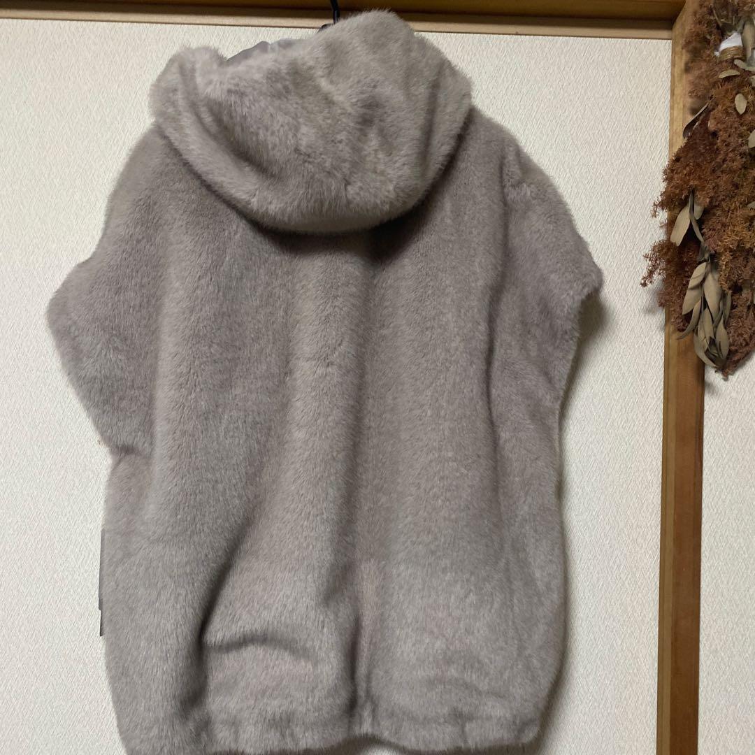 vivapresto フード付きグレー毛皮コート　人気グレー　セブンフェアリー