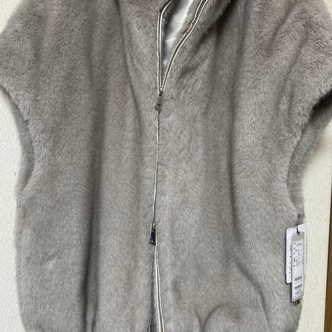 vivapresto フード付きグレー毛皮コート　人気グレー　セブンフェアリー