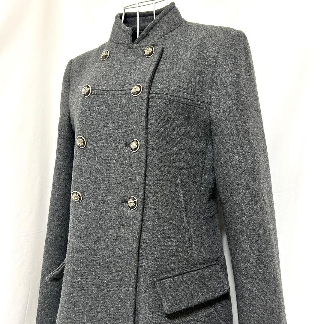 さかな様 ZARA ナポレオンコート ダブルブレスト グレー ロング M相当