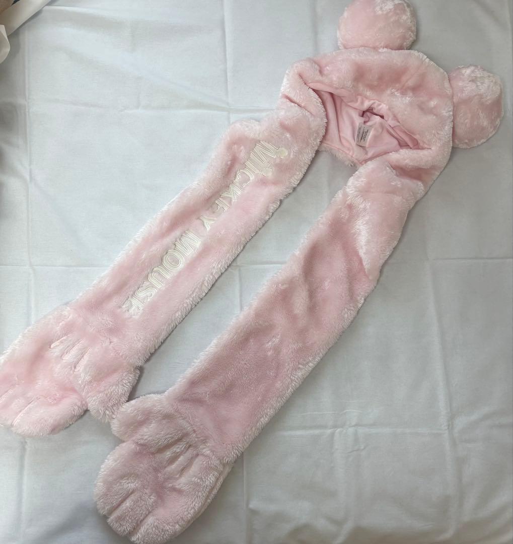 【美品】ディズニー ミッキーマウス フード手袋付きマフラー2つSEAで購入