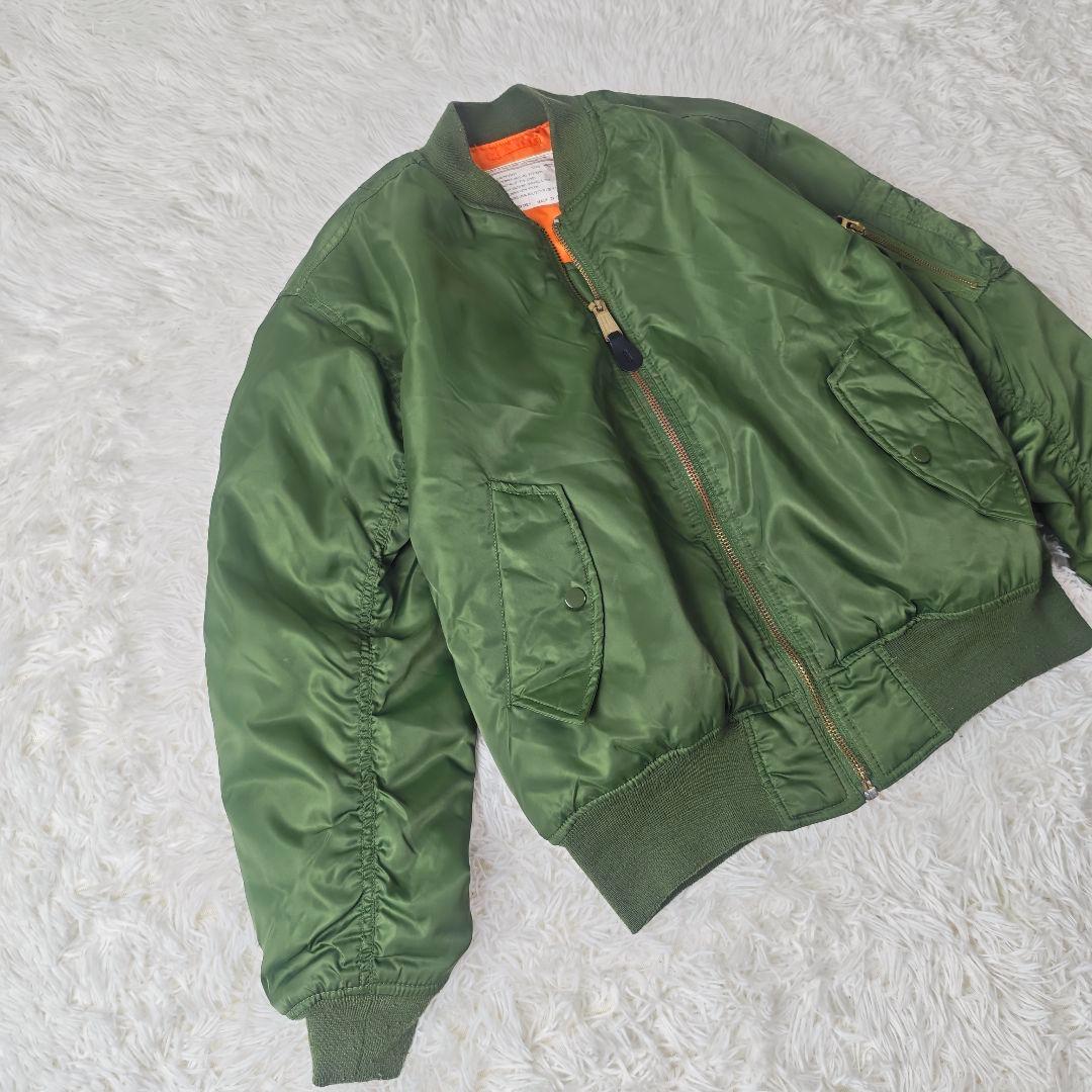 【美品】MA-1 フライトジャケット ミリタリー M カーキ オレンジ 中綿