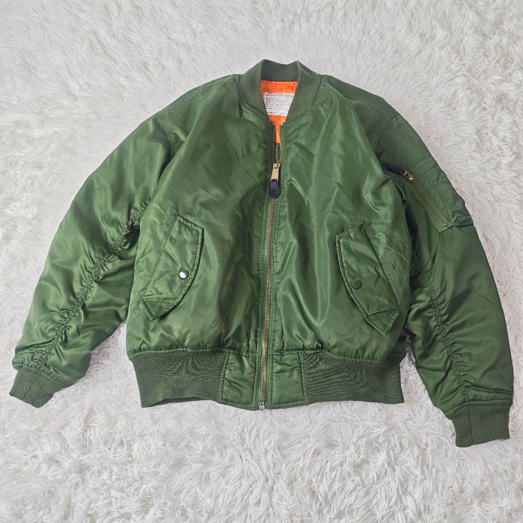 【美品】MA-1 フライトジャケット ミリタリー M カーキ オレンジ 中綿