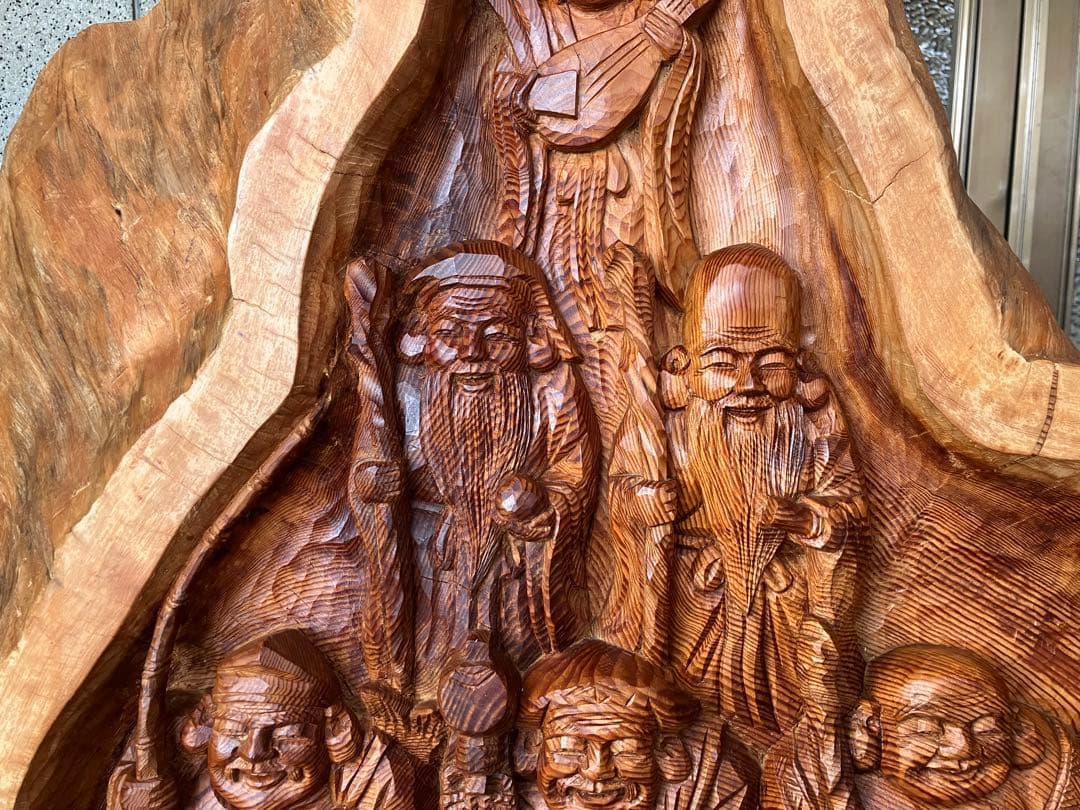 【虎丸様】樹齢470年大師松 木彫り 七福神 彫刻 琴平 岳峰 作