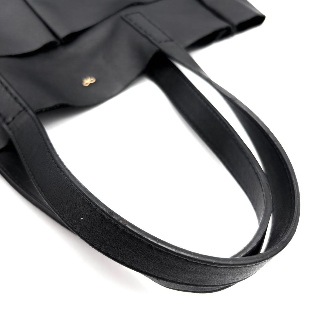 美品 アニヤハインドマーチ ネイビス トートバッグ エコバッグ付 レザー 黒