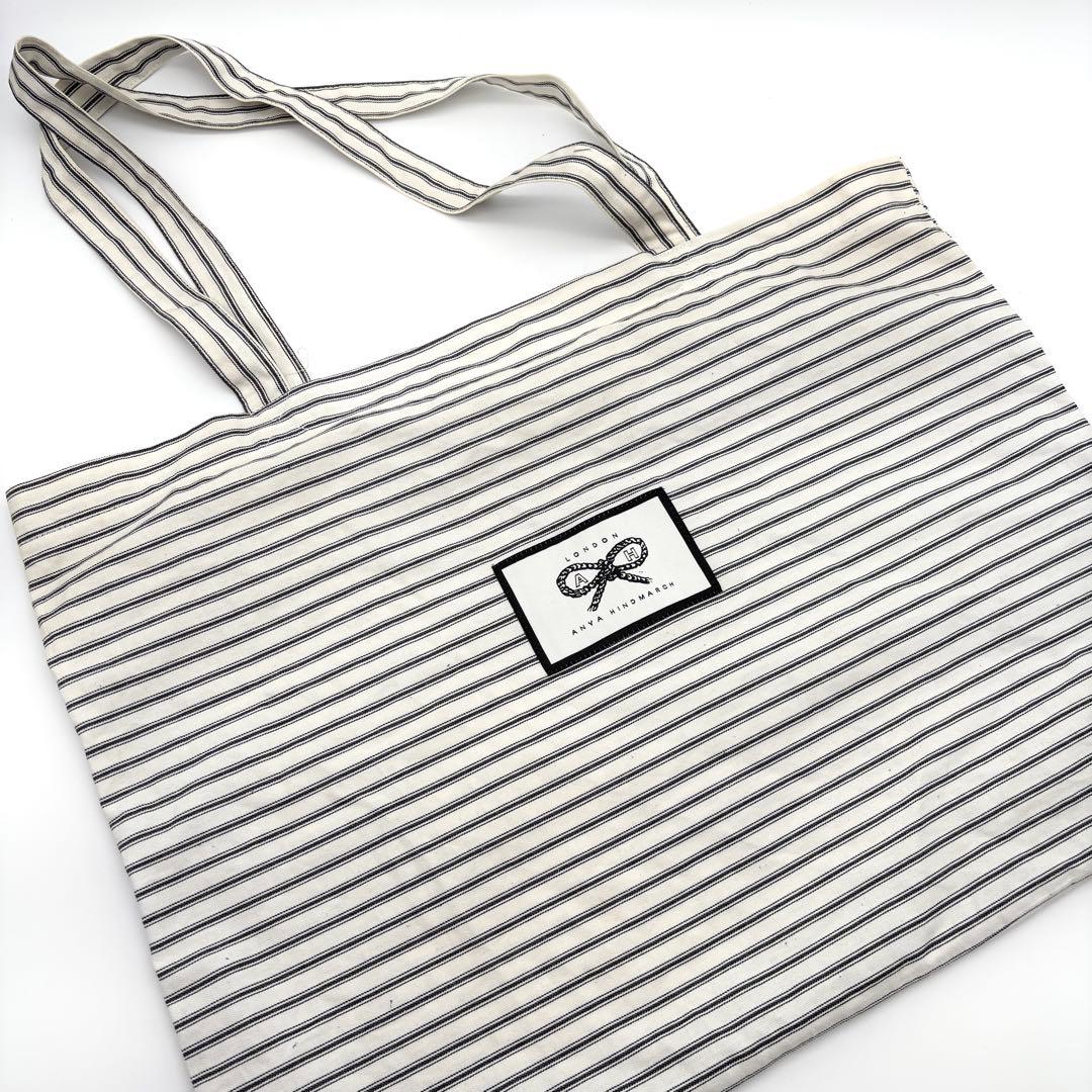 美品 アニヤハインドマーチ ネイビス トートバッグ エコバッグ付 レザー 黒