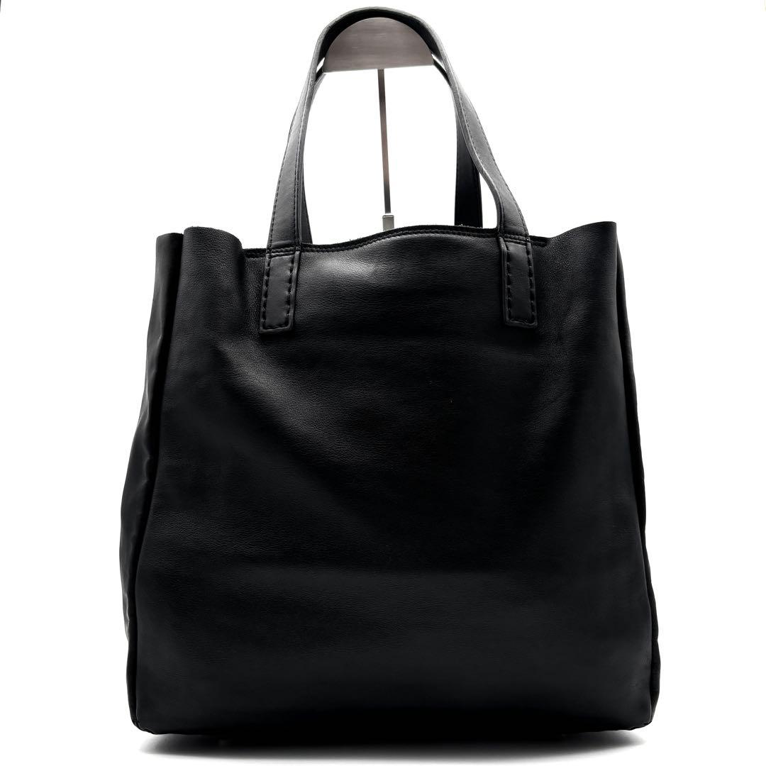 美品 アニヤハインドマーチ ネイビス トートバッグ エコバッグ付 レザー 黒